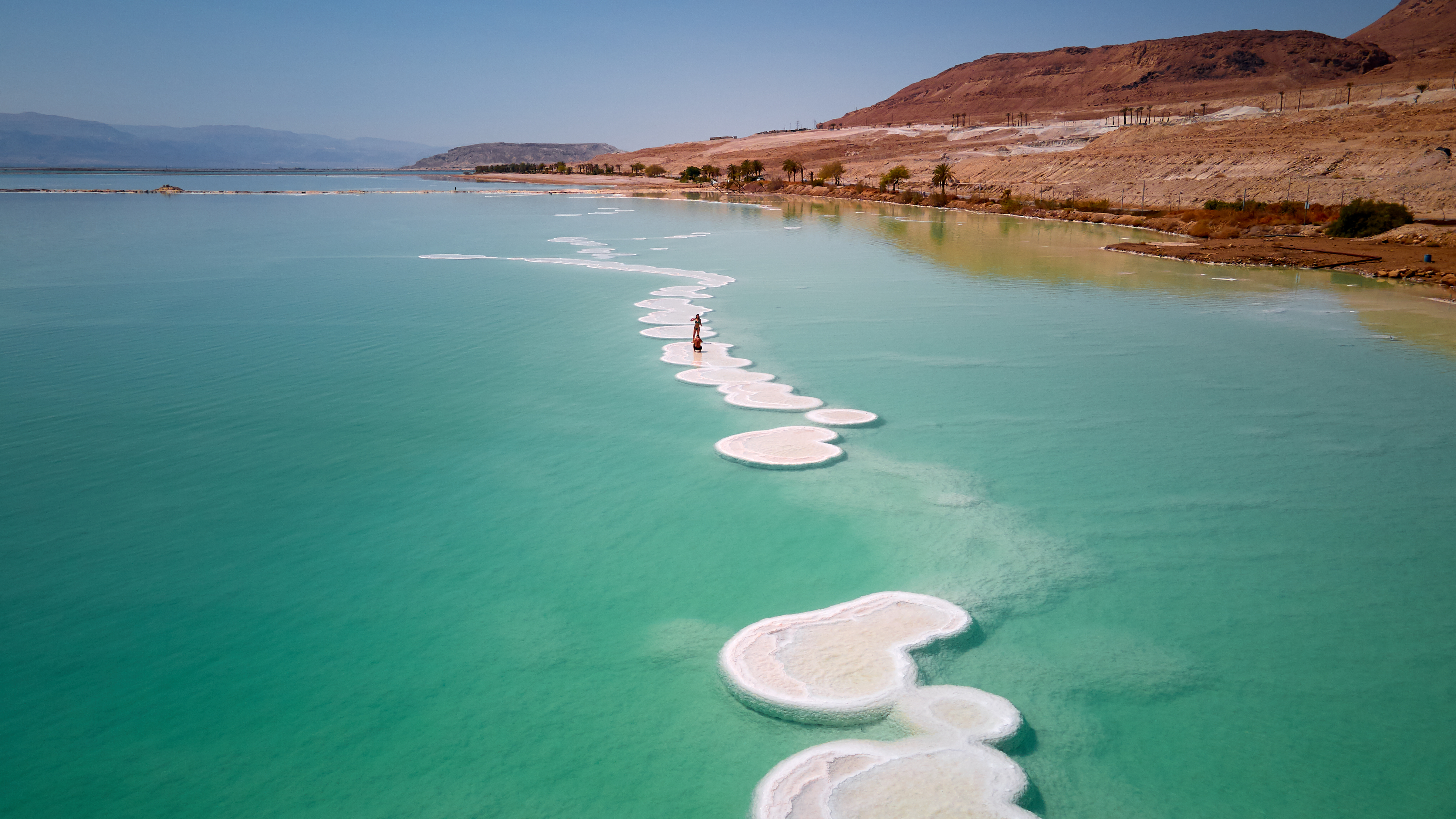 Salt,Crystals,On,The,Surface,Of,Dead,Sea,,Israel,,aerial